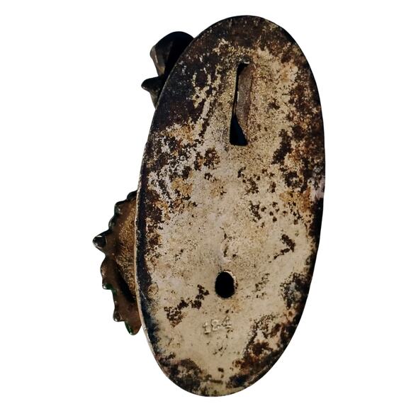 Antique 20s Hubley Cast Iron Flower Basket Ribbon Door Knocker Cream Gently Used - Picture 2 of 9